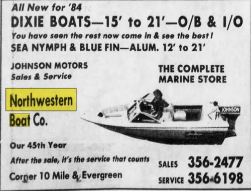 Northwestern Boat Co. - May 1984 Ad (newer photo)